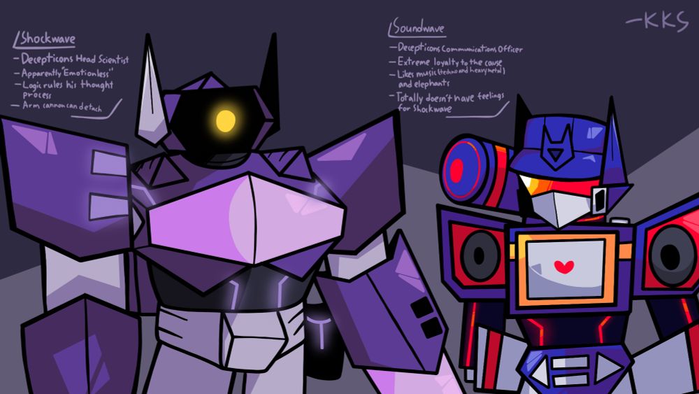 My own designs for Shockwave and Soundwave (with some information about both of them).