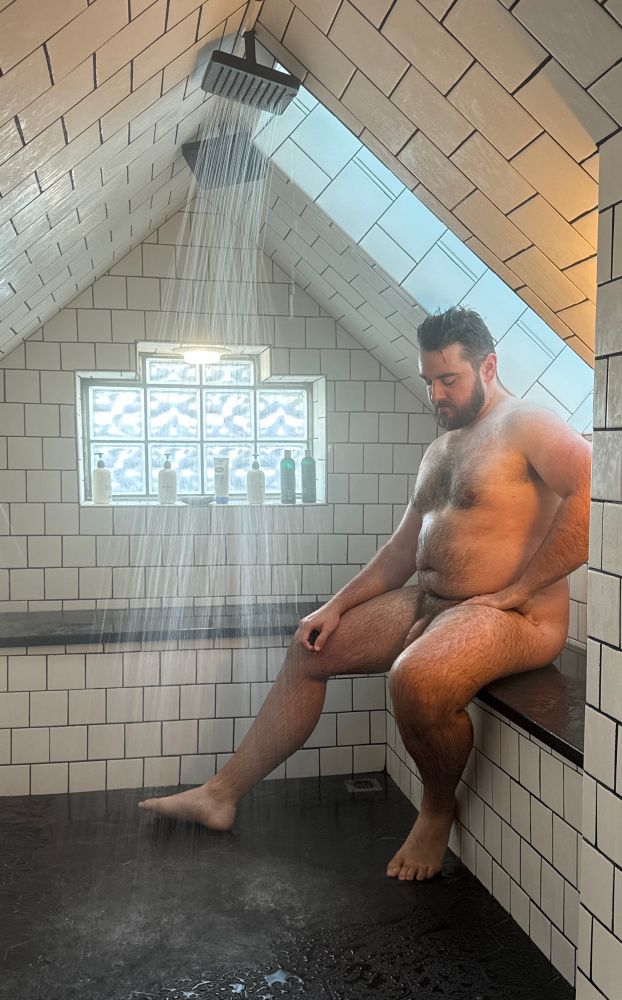 Showering bear