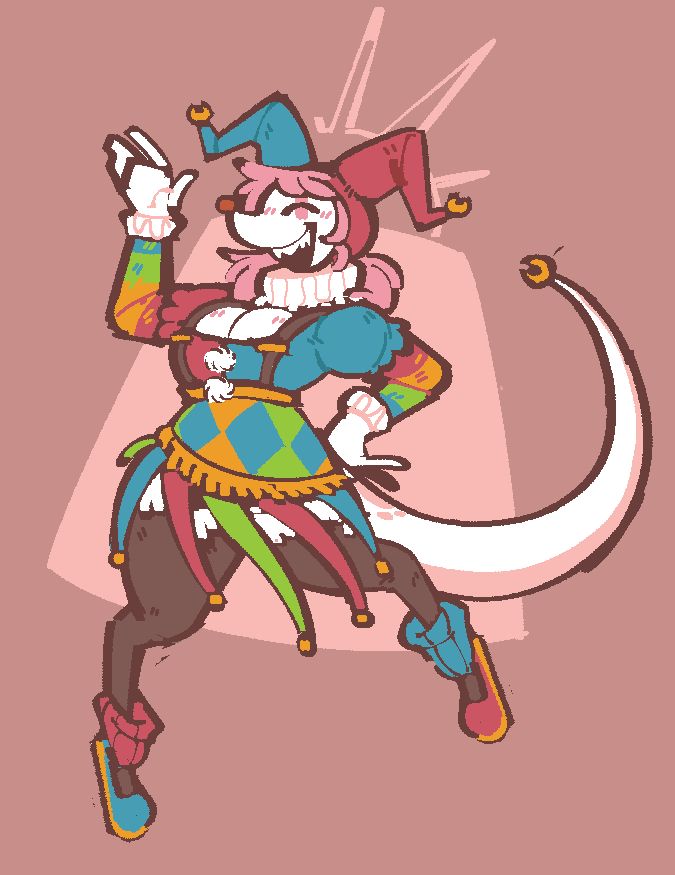 Art of the artist's persona drawn as a clown.
