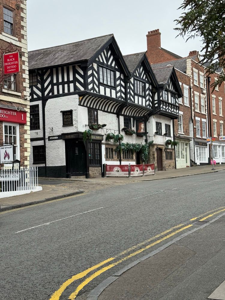 Tudor style building repurposed for modern shop