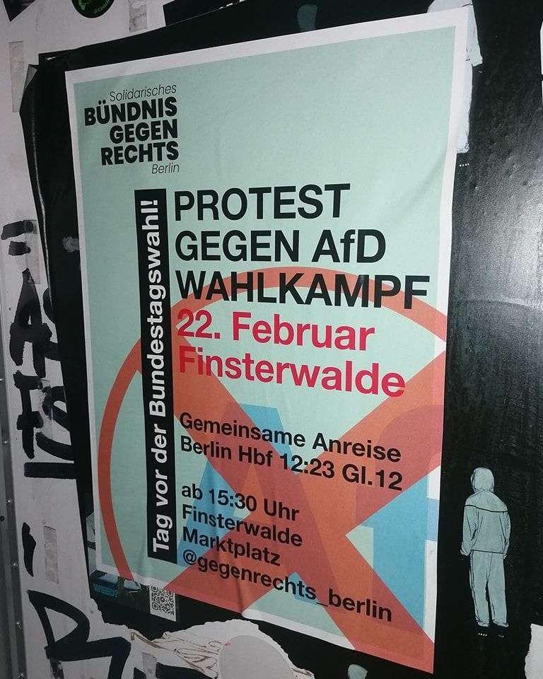 Protest gegen AfD Wahlkampf

2025

#finsterwalde #gegenafd #noafd #b2202 #berlinposter #politicalposter