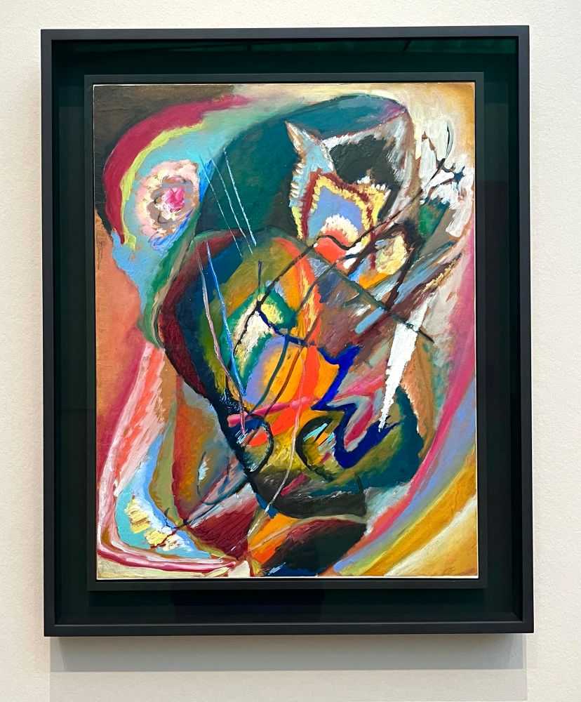 Wassily Kandinsky
Russia 1866-1244. also active Germany
Untitled Improvisation Ill, abstract composition, a bit of an Arthur Dove  feel, warm colors in the center, surrounded by color colors in almost near oval shape tilted. 