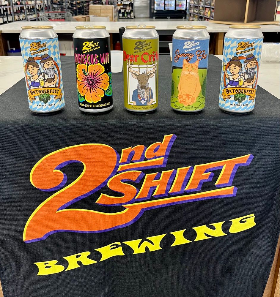 2nd Shift beer in cans made in St Louis. On the Hill 