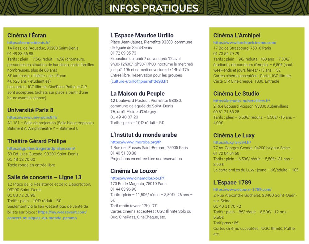 Infos pratiques du festival PCMMO