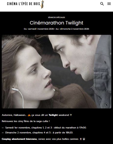 Marathon Twilight, samedi 17h puis dimanche 18h20 à l’Épée de Bois