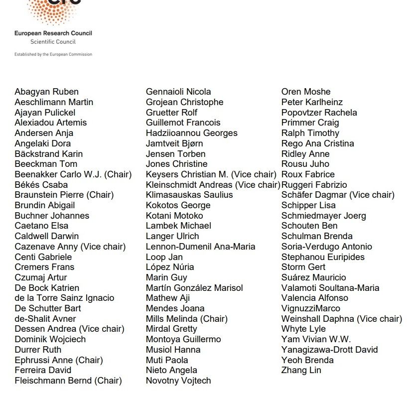 Panel members convocatoria Synergy Grant 2024 del European Research Council (ERC Research)