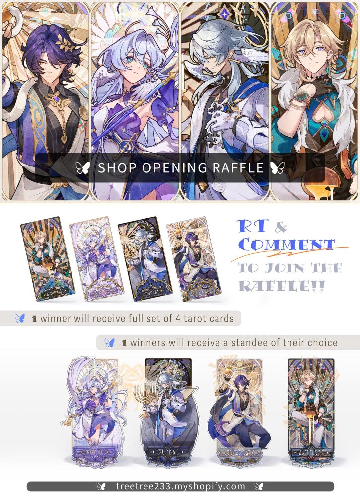 1 standees and 1 full tarot card set raffle. Repost and comment to join.