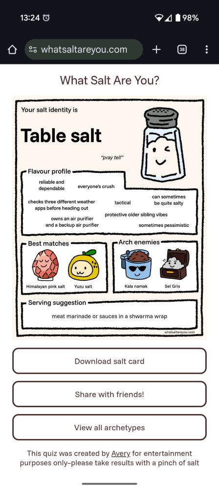 I got freaking table salt