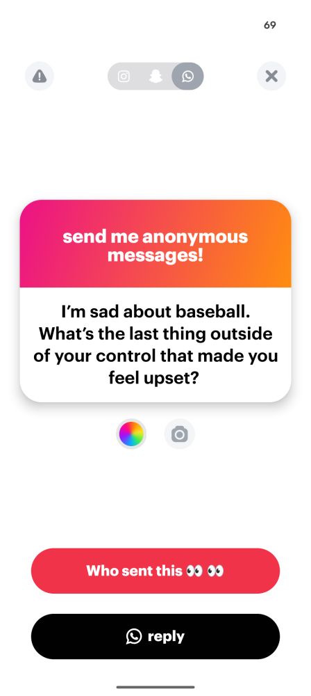Im sad about baseball. Whats the last thing outside your control that made you fee upset .
