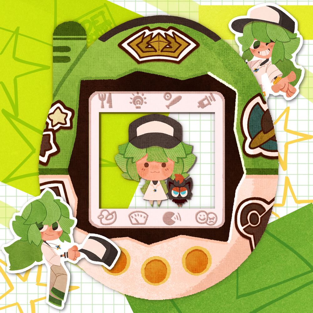 N Harmonia from Pokemon in Tamagotchi fanart