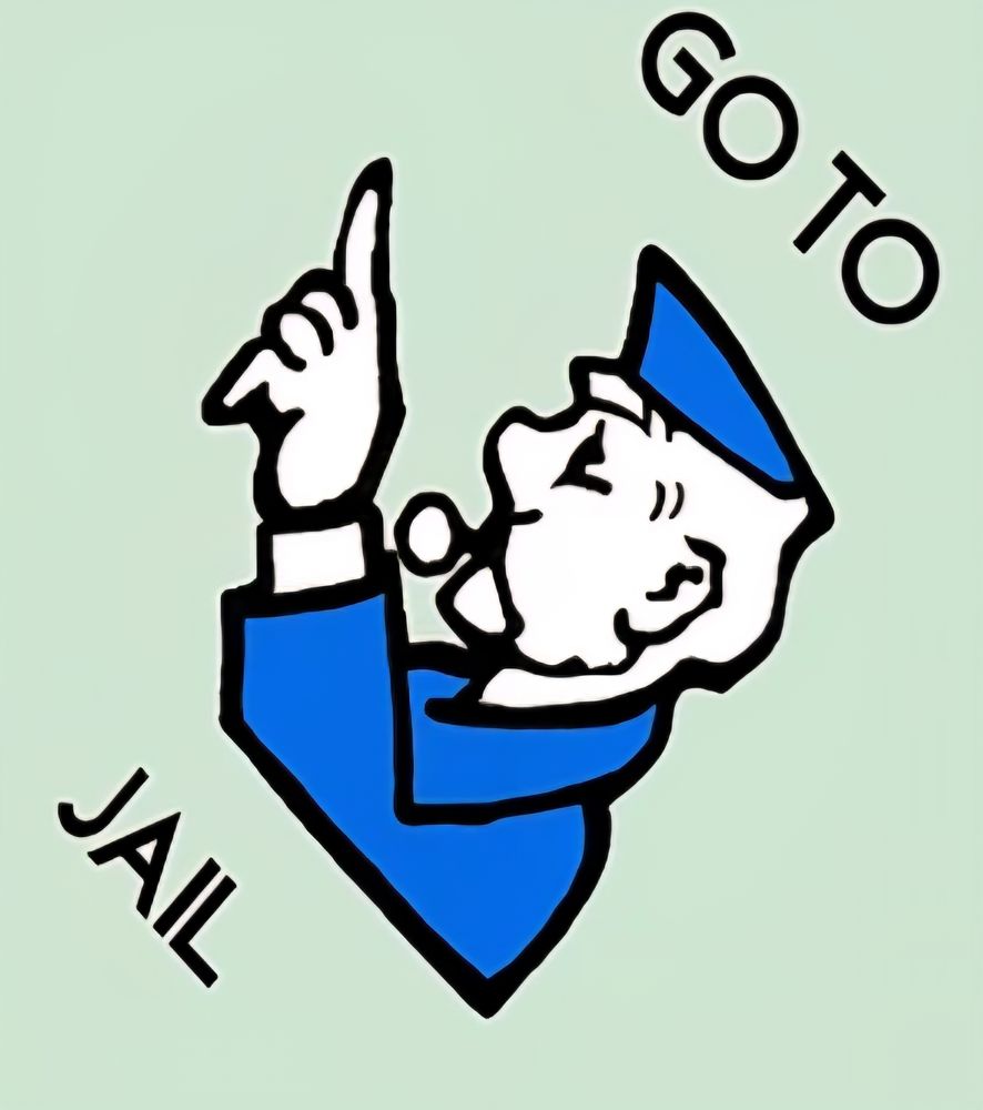 Picture of the monopoly board Go To Jail symbol.
