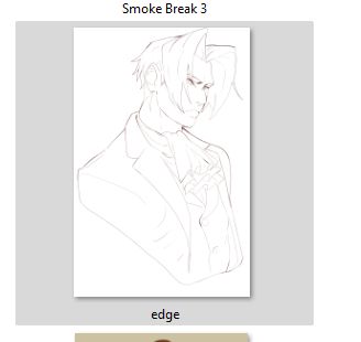 A doodle of Miles Edgeworth with the file being named "edge" 