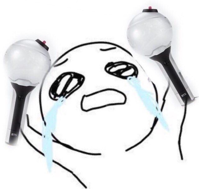 An ARMY crying holding two ARMY bombs