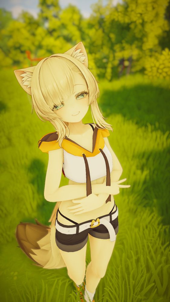 A young woman, dressed for warm weather, smiles at you.
