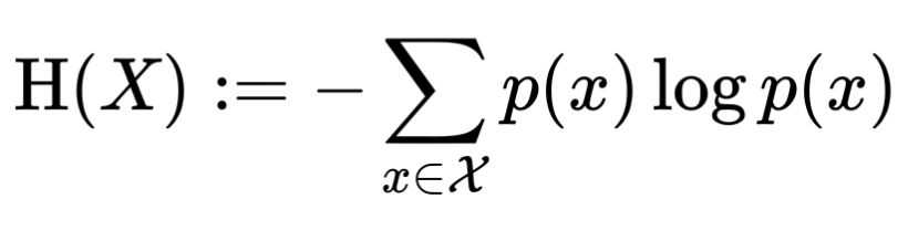 An image of the formula for a random variable of entropy.