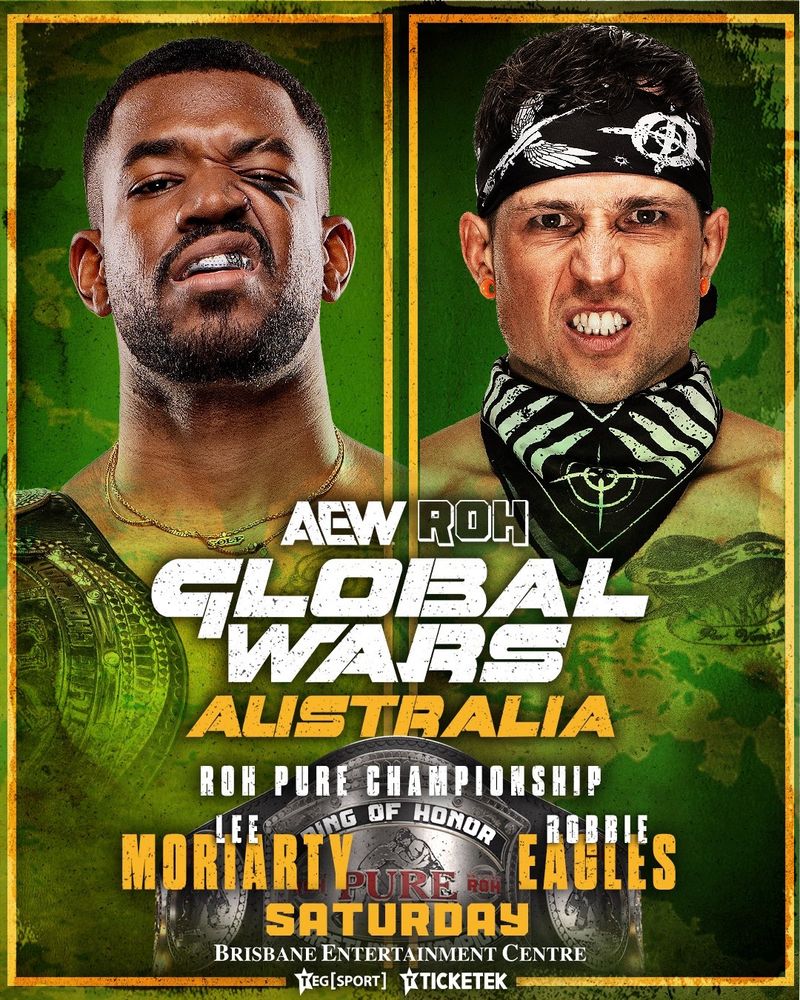 ROH Global Wars match announcement graphic: Lee Moriarty vs Robbie Eagles