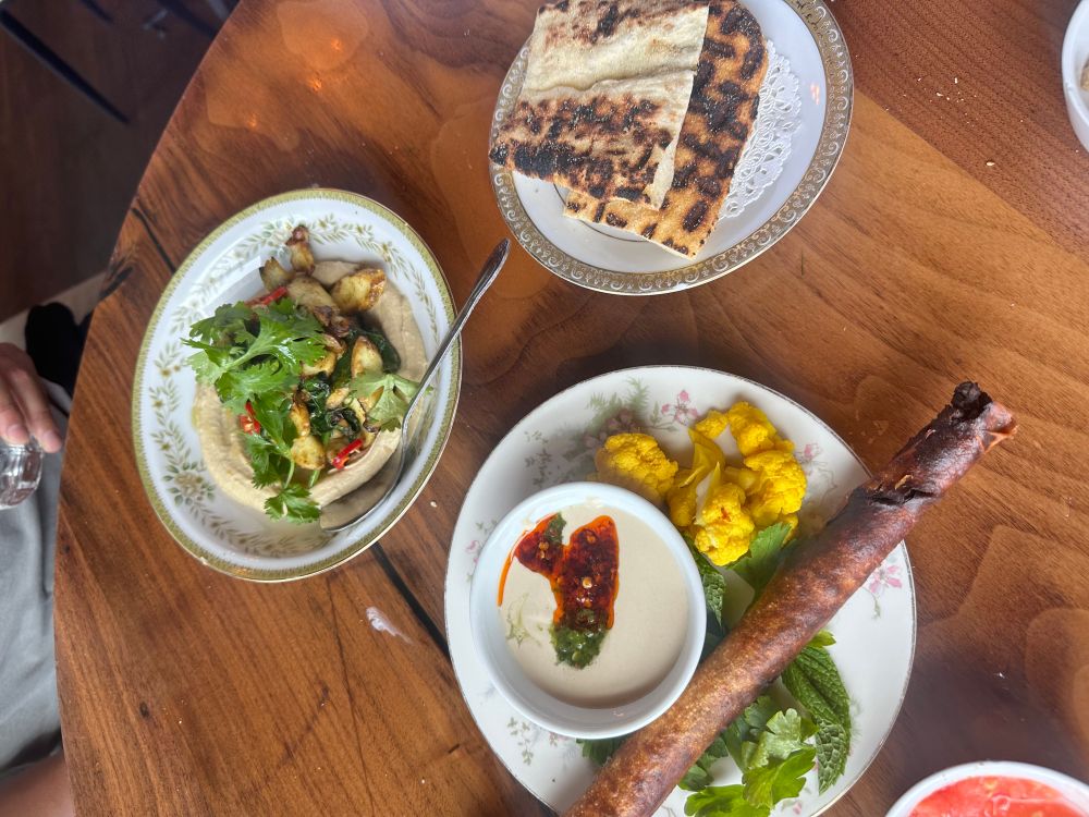 Mushroom cigar and octopus shawarma