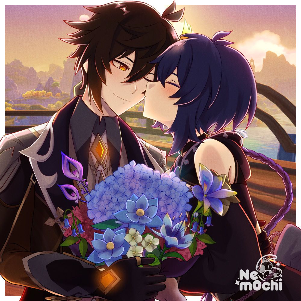 A drawing I made last April for the 3rd anniversary since Zhongli came home 💜