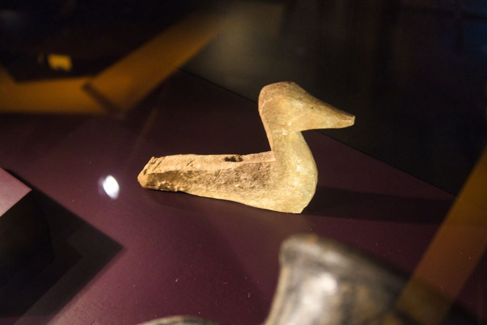 A carved duck figurine on display at the Swedish History Museum - 107535_HST