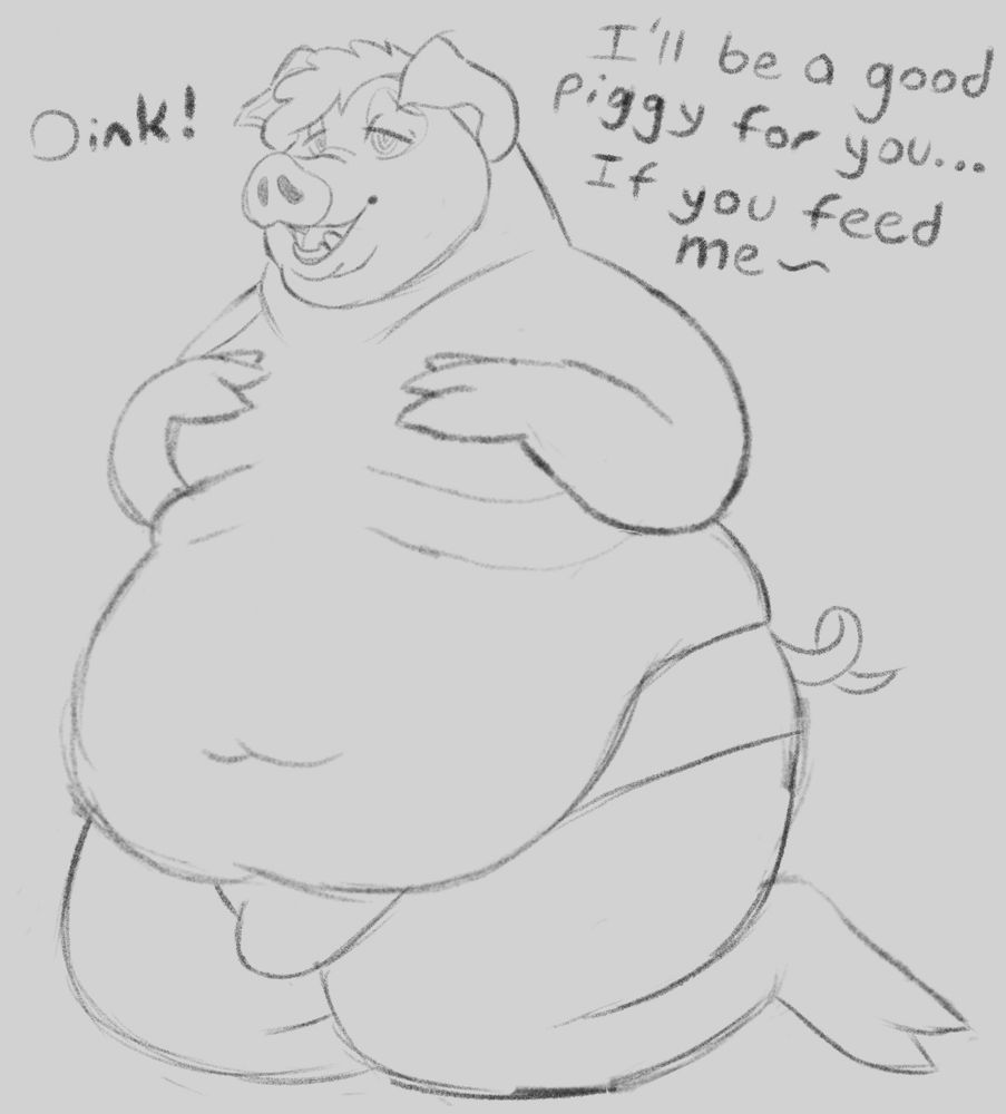 Fat pig anthro on his knees 