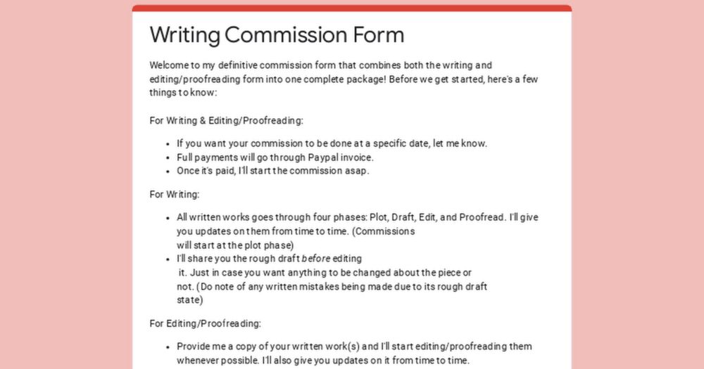 Writing Commission Form