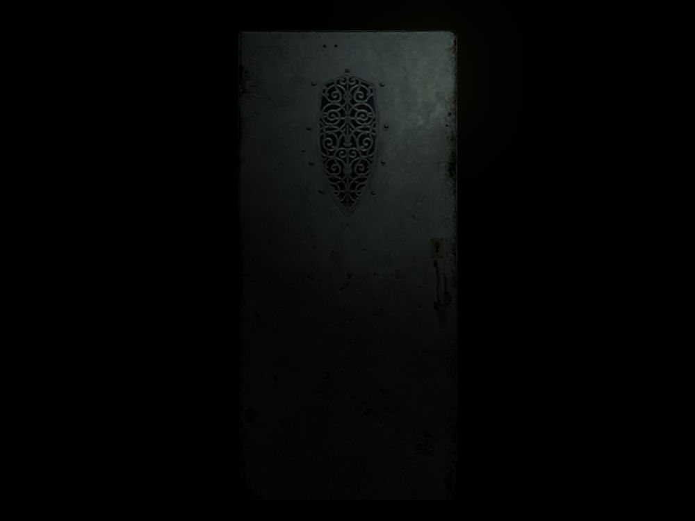 One of the many doors in Residnt Evil, all gorgeous but the cut out in this one are gorgeous.