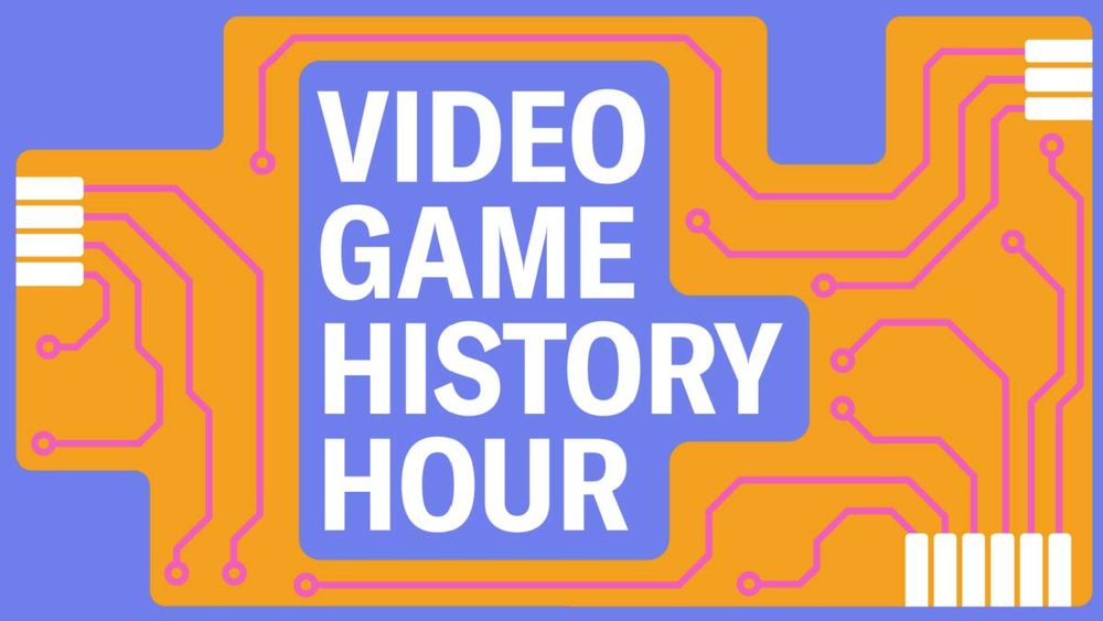Video Game History Hour on a background of circuits.