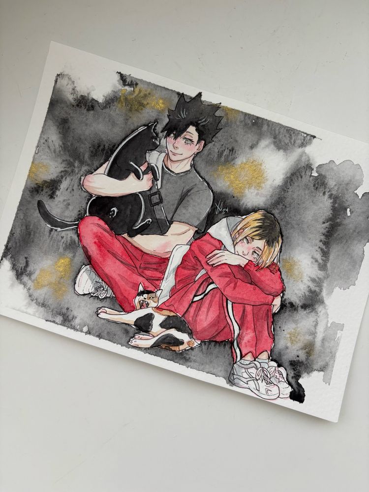 Kuroo & Kenma with cats!!
