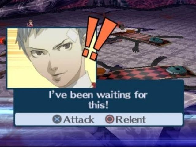 Persona 3 Portable screenshot with Akihiko saying his famous phrase "I've been waiting for this!"