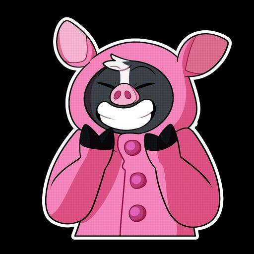 Kataze wearing a pig costume, smiling