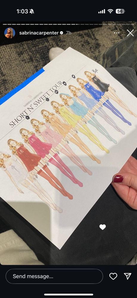 sabrina carpenter tour outfits instagram story 