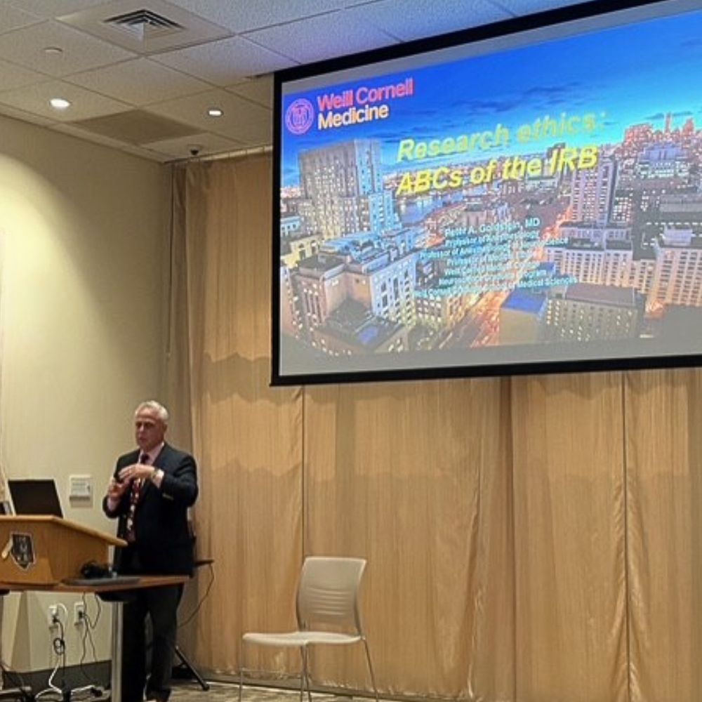 Dr. Peter A. Goldstein presenting on Research Ethics: ABCs of the IRB.