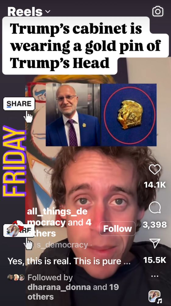 Trump’s cabinet wearing gold pins of Trump’s head