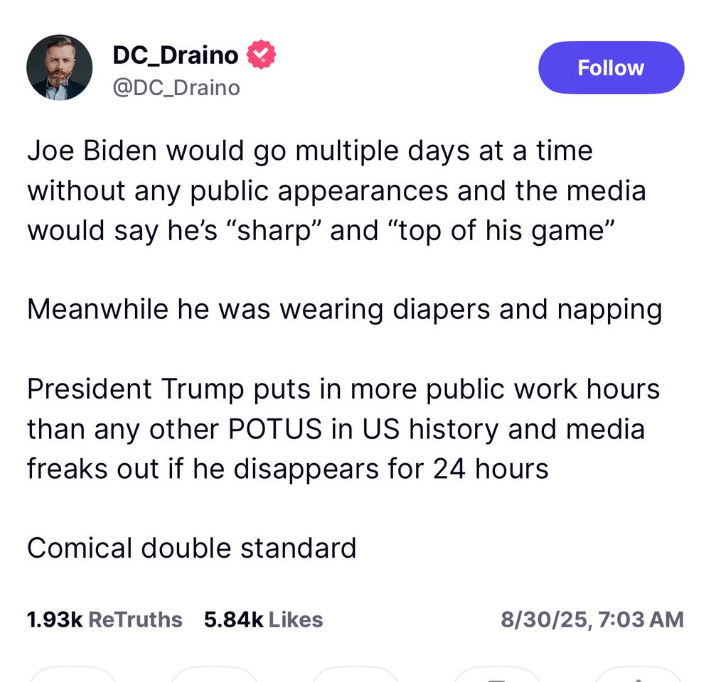 DC_Draino @DC_Draino Follow Joe Biden would go multiple days at a time without any public appearances and the media would say he's 