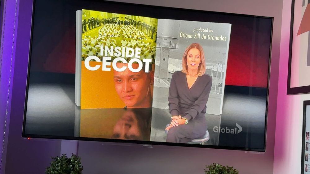 Screenshot from a Canadian TV broadcast of a censored 60 Minutes episode with a segment called Inside CECOT