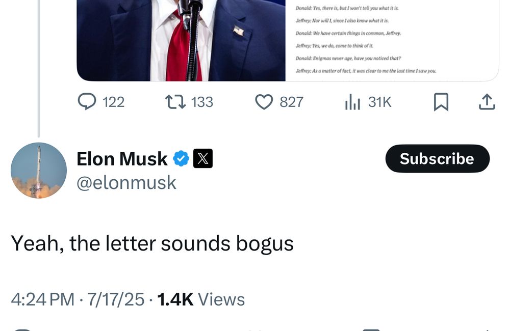 Elon Musk: Yeah, the letter sounds bogus