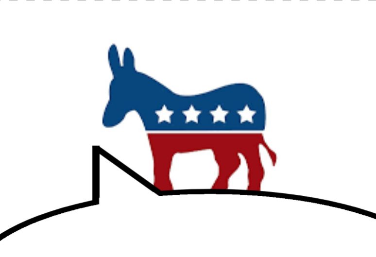 Image of the Democratic Party’s donkey with a speech bubble indicating the tweet below is being said