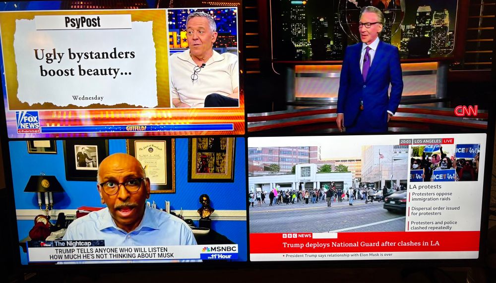 CNN shows Bill Maher, MSNBC talking Musk, Fox talking “ugly bystanders” and BBC: police clashed repeatedly
Trump deploys National Guard after clashes in LA