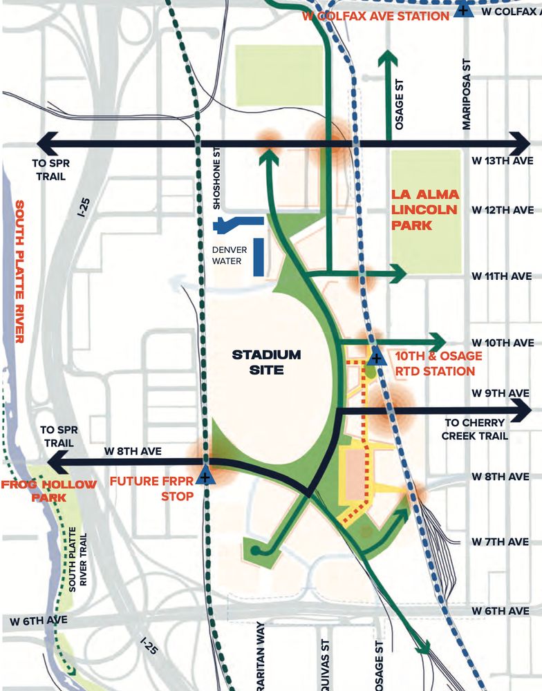 Map of the new broncos stadium site.