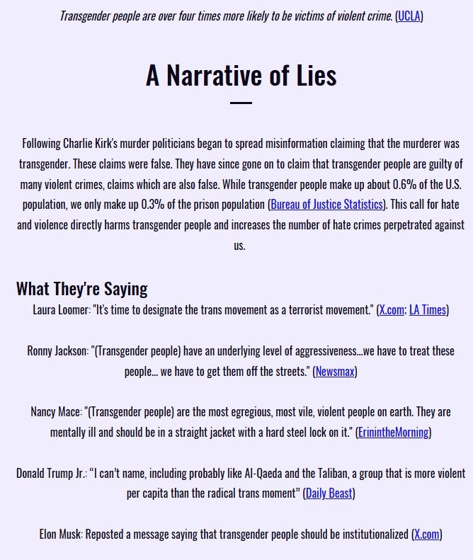 Conservative quotes calling for violence against transgender people when trans people make up only 0.3% of the prison population