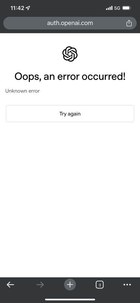 Error street from OpenAI that says “Opps and error occurred!”