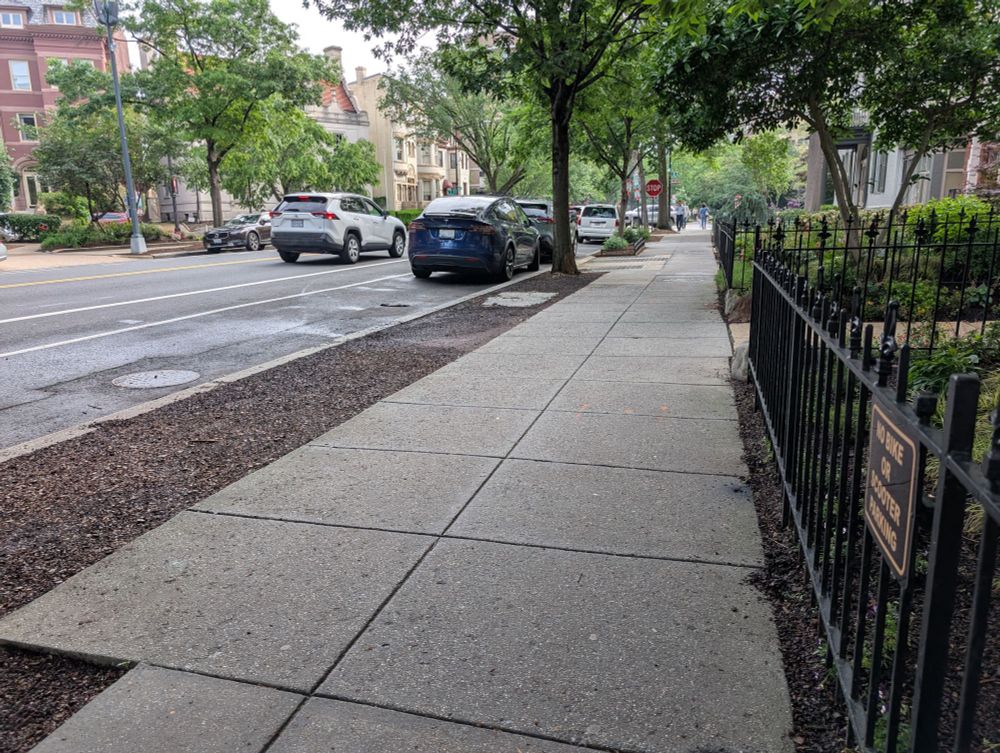 Surrounding sidewalk with no bike parking in sight