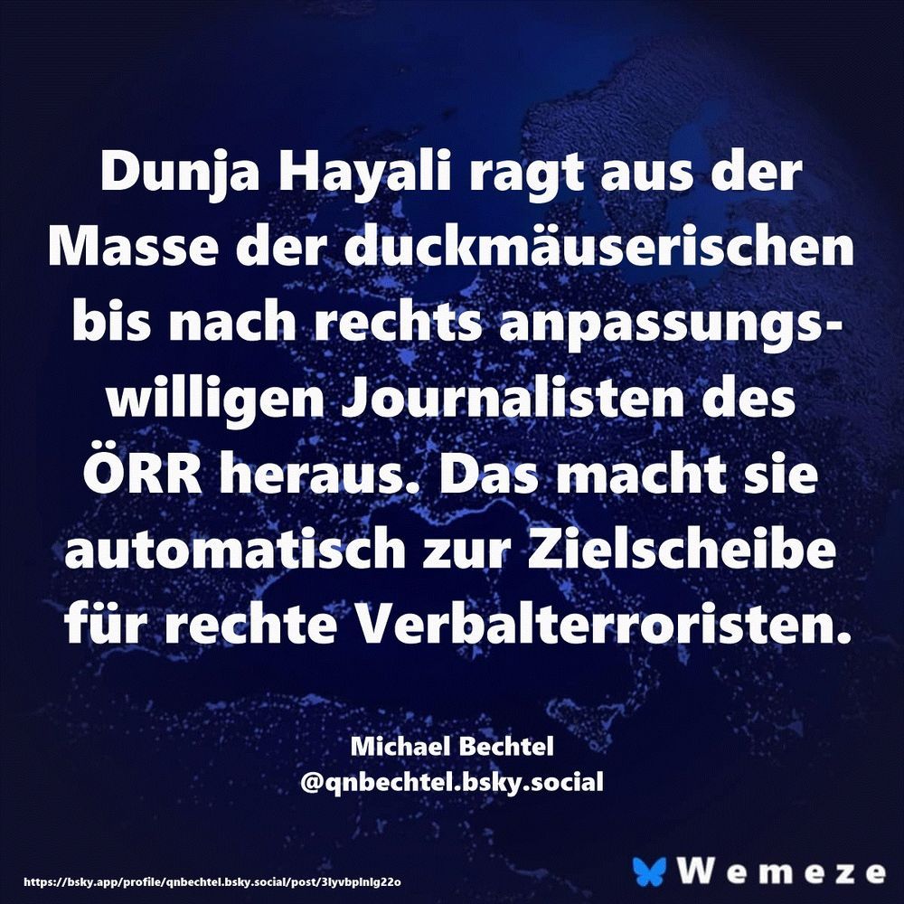 Dunja Hayali ragt halt aus der Masse der duckmäuserischen bis nach rechts anpassungswilligen Journalisten des ÖRR heraus. Das macht sie automatisch zur Zielscheibe für rechte Verbalterroristen.