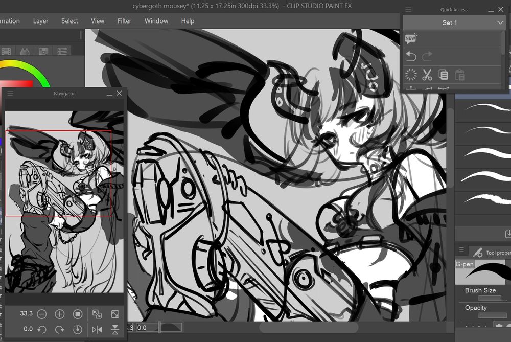 Fanart sketch of Ironmouse's newest model, Cyber Mouse.