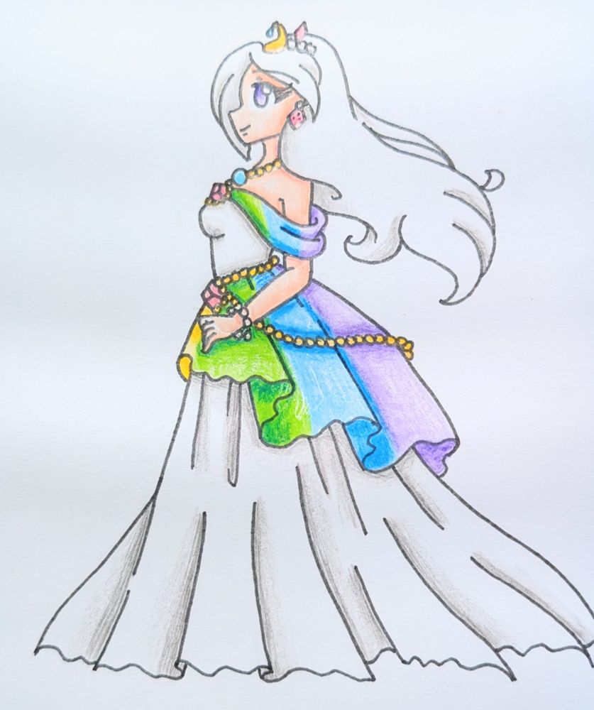 New picture of Kake in a dress. Side view.