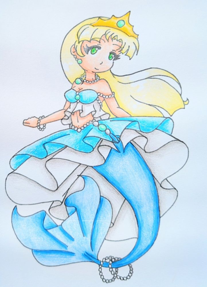 A blue tailed mermaid princess.