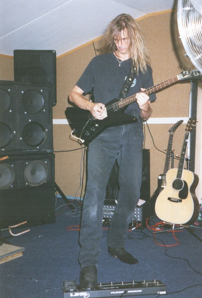 Arjen Lucassen rehearsing for the Star One tour in 2003