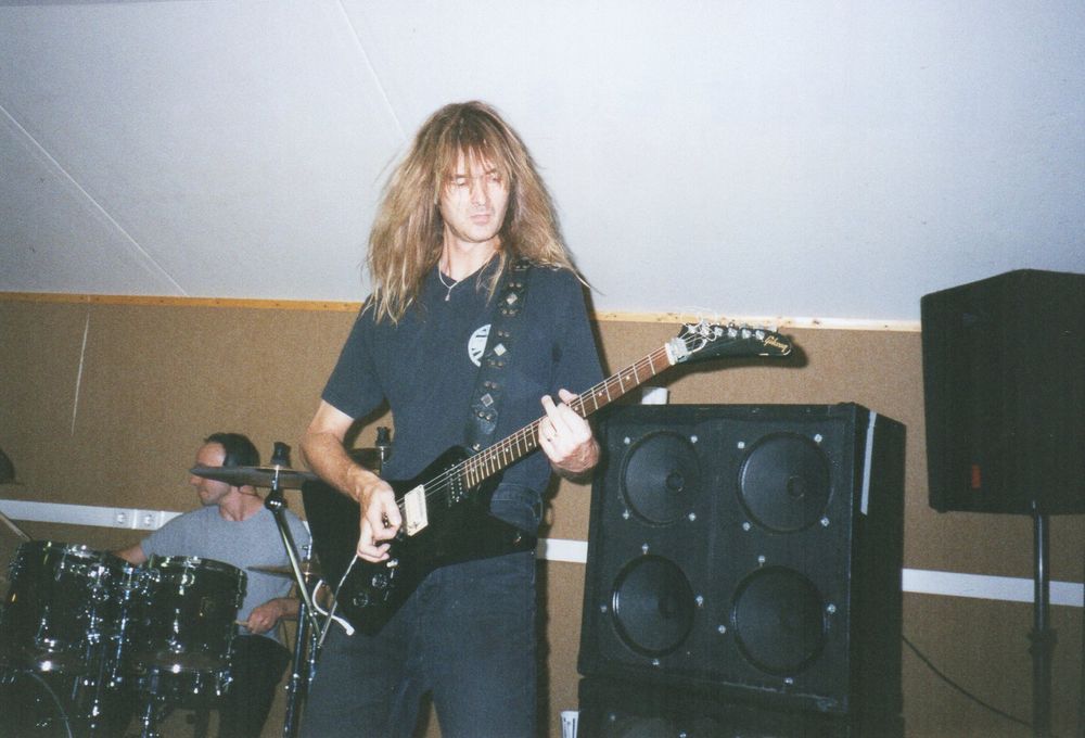 Arjen Lucassen rehearsing for the Star One tour in 2003