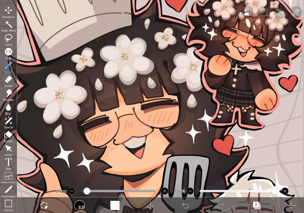 work in progress art of june akane, my oc, drawing on ibispaint as a screenshot