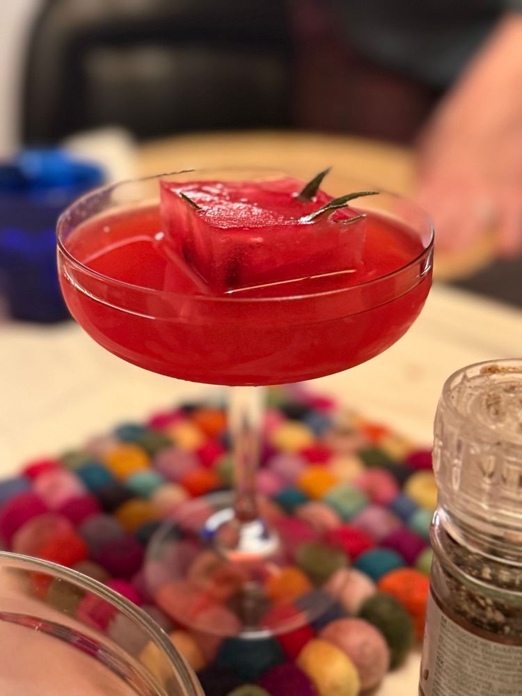 Cranberry margaritas with fancy ice cubes